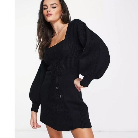 Free People Dresses & Skirts - NWT Free People Emmaline Puff Sleeve Dress, Size Medium, Color Black